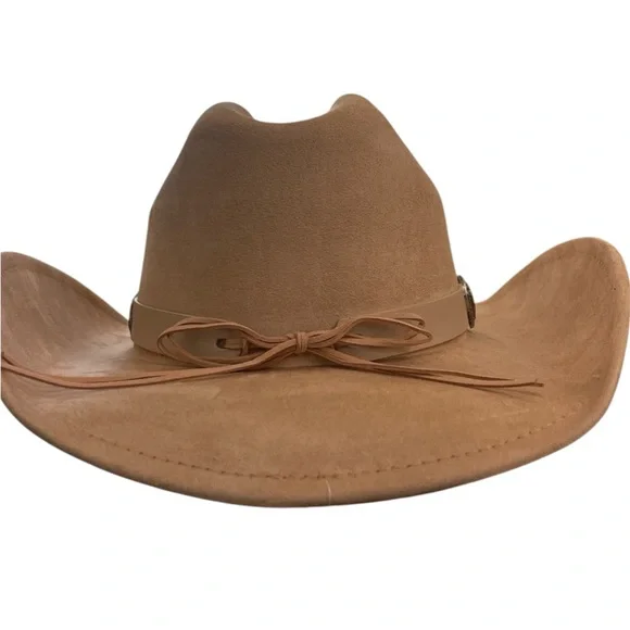 HAT western cowboy cowgirl felt camel heart buckle hatband micro suede NWT - Picture 2 of 7